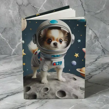 Chihuahua Astronaut Standing On Moon Space