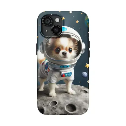 Chihuahua Astronaut Standing On Moon Space