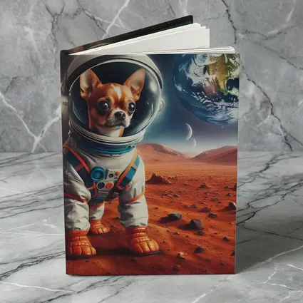 Chihuahua Astronaut Standing On Mars Surface