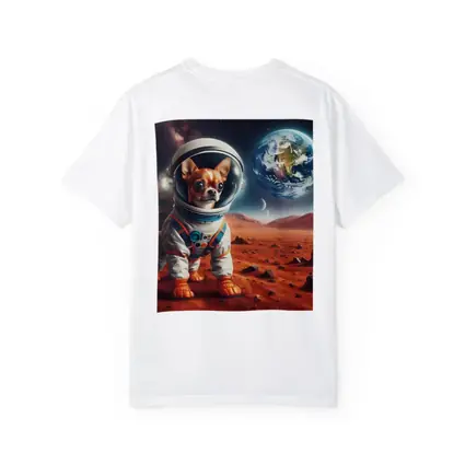 Chihuahua Astronaut Standing On Mars Surface