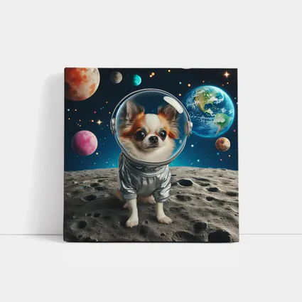 Chihuahua Astronaut Standing On Moon Surface