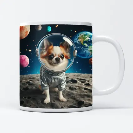 Chihuahua Astronaut Standing On Moon Surface