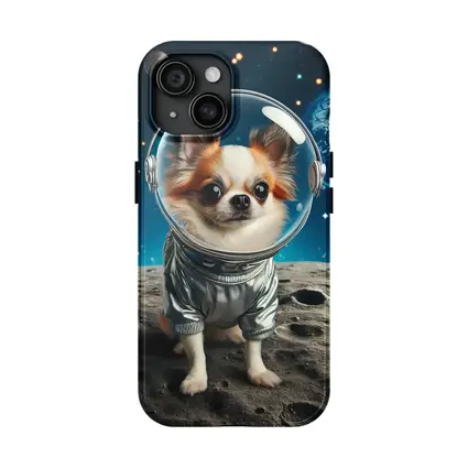 Chihuahua Astronaut Standing On Moon Surface