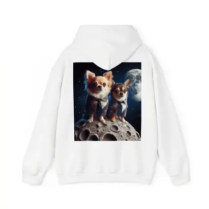 Two Chihuahuas in Suits on Moon