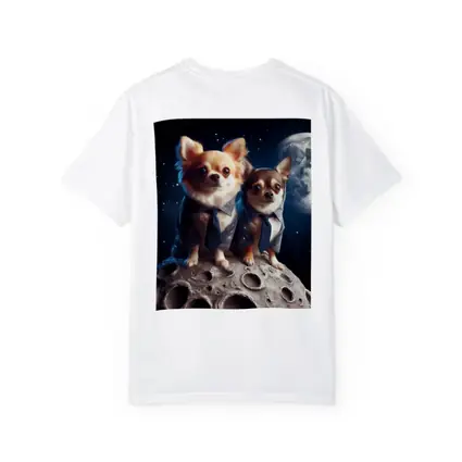 Two Chihuahuas in Suits on Moon