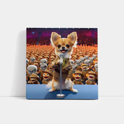 Chihuahua Commander Speech Cartoon Army Crowd