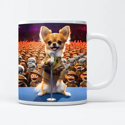 Chihuahua Commander Speech Cartoon Army Crowd