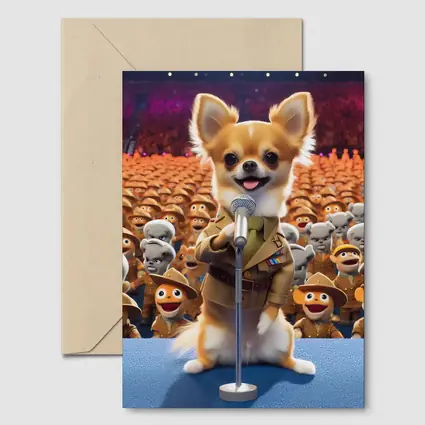 Chihuahua Commander Speech Cartoon Army Crowd
