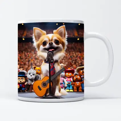 Chihuahua Rockstar Performing On Stage Concert