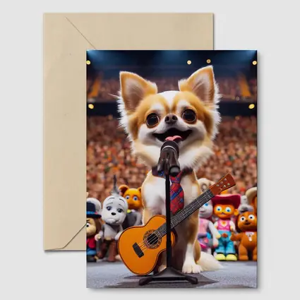 Chihuahua Rockstar Performing On Stage Concert