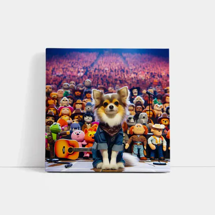 Chihuahua Dog On Stage Concert Crowd