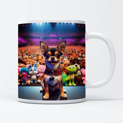 Chihuahua Dog On Stage With Toy Crowd