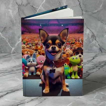 Chihuahua Dog On Stage With Toy Crowd