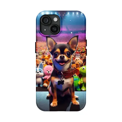 Chihuahua Dog On Stage With Toy Crowd