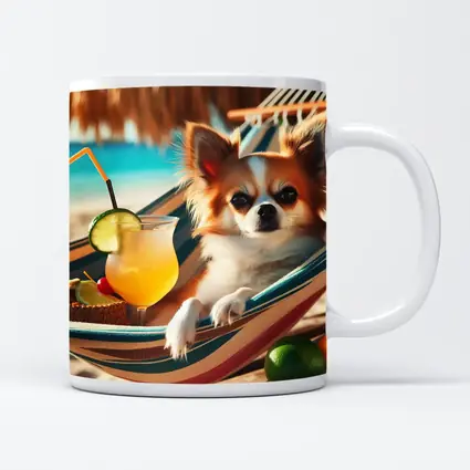 Chihuahua Relaxing on Beach Hammock Summer