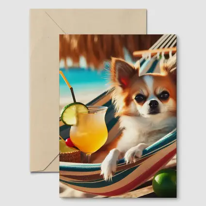 Chihuahua Relaxing on Beach Hammock Summer