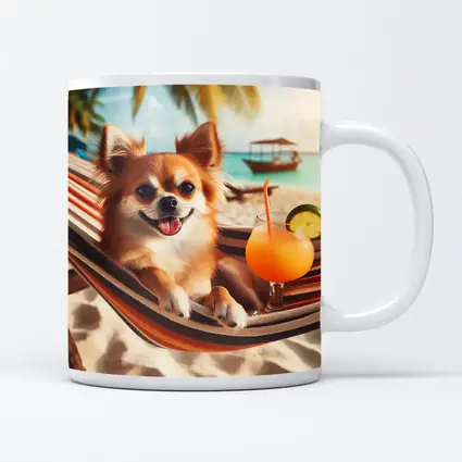 Chihuahua Relaxing On Beach Hammock Cocktail