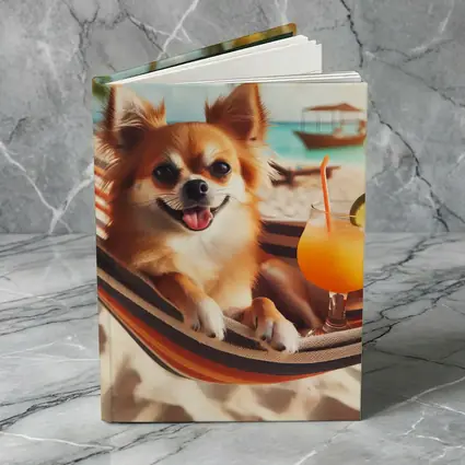 Chihuahua Relaxing On Beach Hammock Cocktail