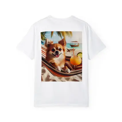 Chihuahua Relaxing On Beach Hammock Cocktail
