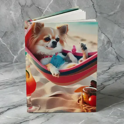 Chihuahua Relaxing In Hammock On Beach