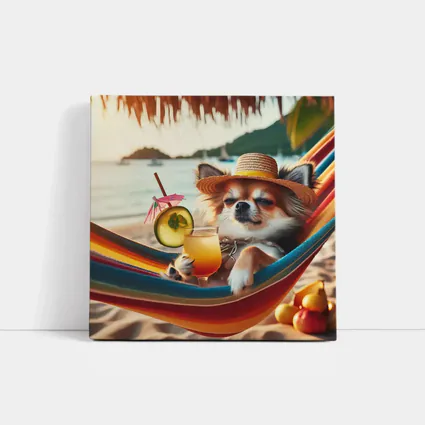 Chihuahua Relaxing Beach Hammock Tropical Cocktail