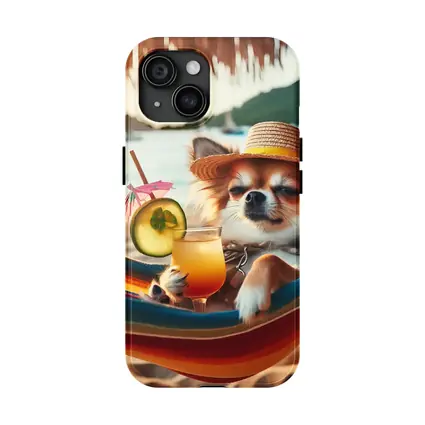 Chihuahua Relaxing Beach Hammock Tropical Cocktail