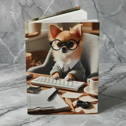 Chihuahua Boss Working At Office Desk