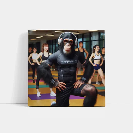 Chimpanzee Working Out in Fitness Gym