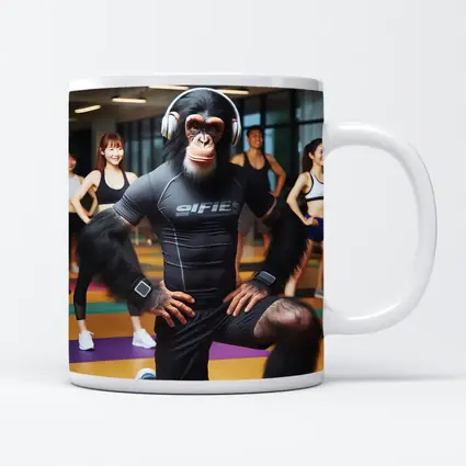 Chimpanzee Working Out in Fitness Gym