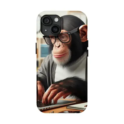 Chimpanzee Working on Laptop Office Setting