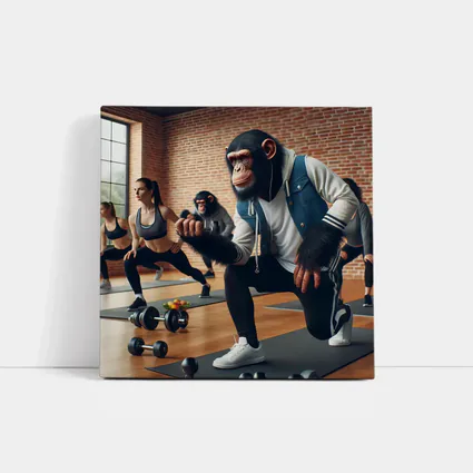 Chimpanzee Working Out In Gym Class