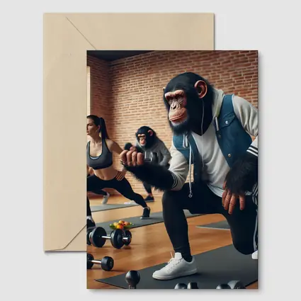 Chimpanzee Working Out In Gym Class