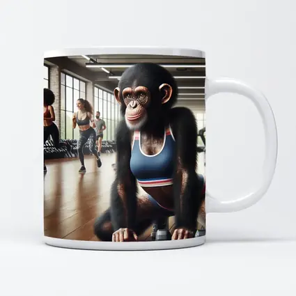 Chimpanzee Wearing Sports Bra in Gym