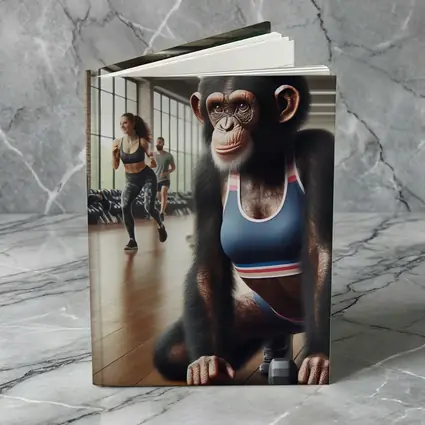 Chimpanzee Wearing Sports Bra in Gym