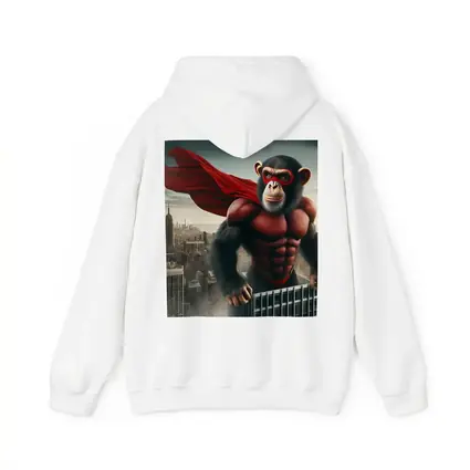 Superhero Chimp Red Cape City Skyline