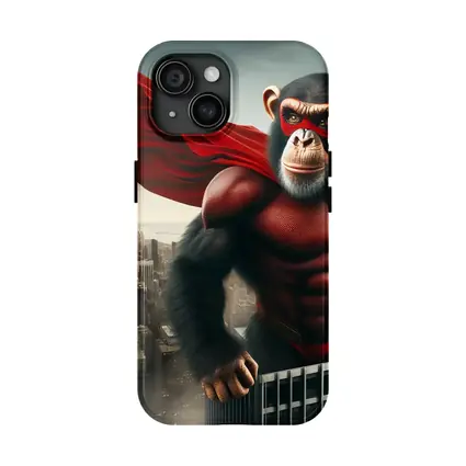 Superhero Chimp Red Cape City Skyline
