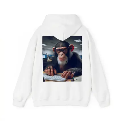 Chimpanzee With Glasses Working Office Desk