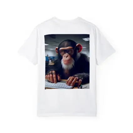 Chimpanzee With Glasses Working Office Desk