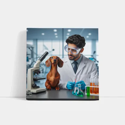 Dachshund Dog Scientist Laboratory Research Art