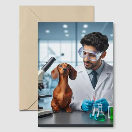 Dachshund Dog Scientist Laboratory Research Art