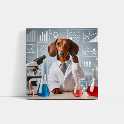 Dachshund Scientist Lab Coat Chemistry Background