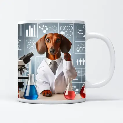 Dachshund Scientist Lab Coat Chemistry Background