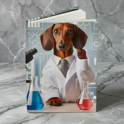 Dachshund Scientist Lab Coat Chemistry Background