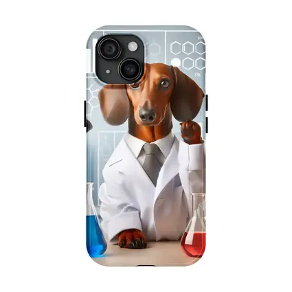 Dachshund Scientist Lab Coat Chemistry Background