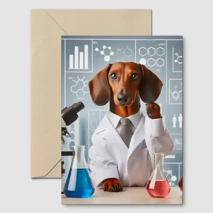 Dachshund Scientist Lab Coat Chemistry Background