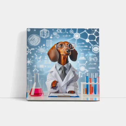 Dachshund Scientist Lab Coat Science Background