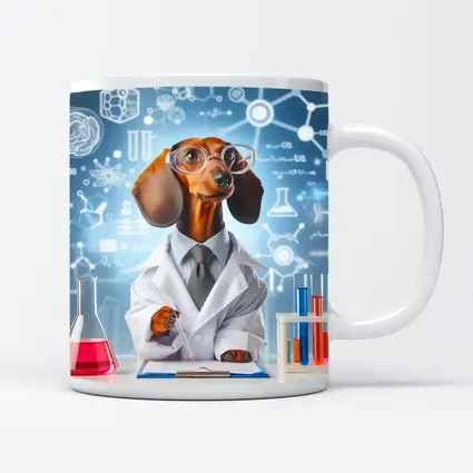 Dachshund Scientist Lab Coat Science Background