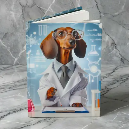 Dachshund Scientist Lab Coat Science Background