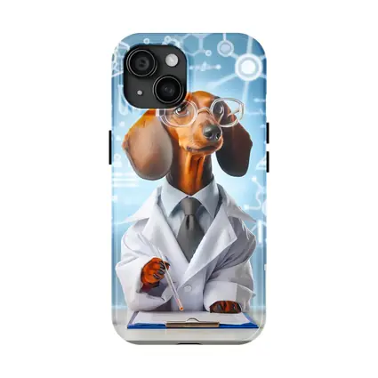 Dachshund Scientist Lab Coat Science Background