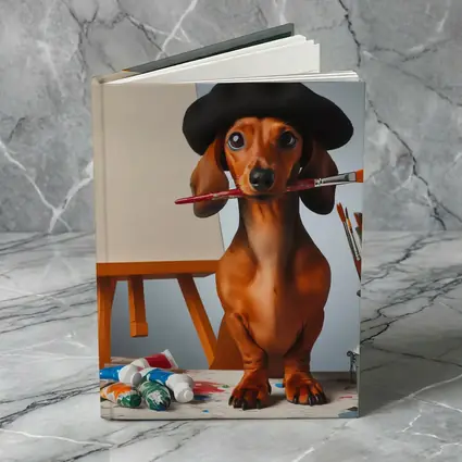 Dachshund Artist Beret Paintbrush Studio Art